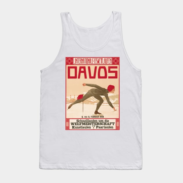 Davos, Switzerland: 1908 Speed Skating World Championship - Vintage Swiss Poster Tank Top by Naves